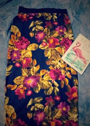 Цветочная юбка миди boohoo 10 размер1 фото