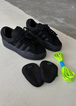 Кроссовки женские adidas campus x bad bunny all black4 фото