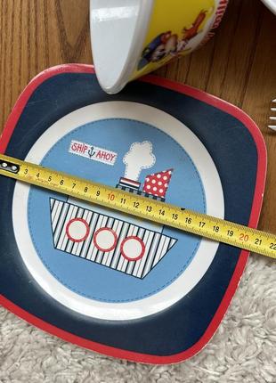 Набір дитячого посуду порційні тарілки меламін виделка чашка