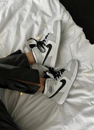 Кроссовки женские зимние nike air jordan retro 1 grey white хутро❄️