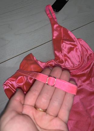 Бодик атласный розовый на брителях новый nasty gal s-m9 фото