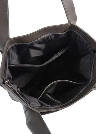 Вместительная женская сумка из кожзама 729 графит4 фото