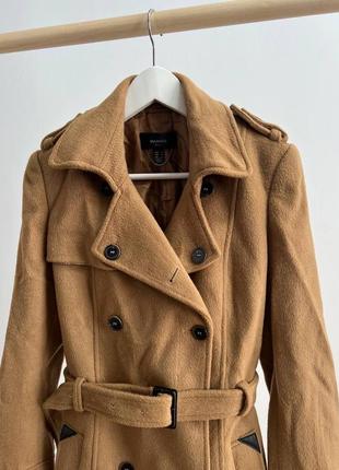 Женское шерстяное пальто зимнее длинное с поясом mango м4 фото