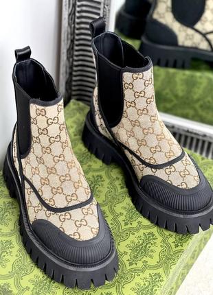 Ботинки женские бежевые канва кожа осенние брендовые2 фото