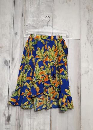 ⛱️все для отдыха 🏝️новая юбка миди пляжная с тропическим принтом р 140 10 лет3 фото