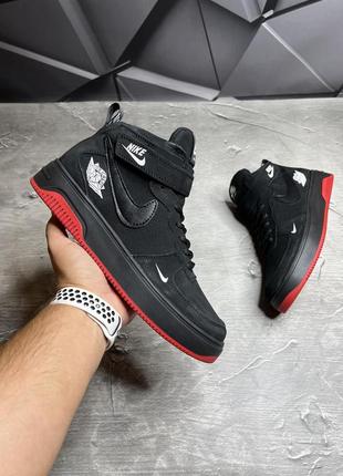 Зимние мужские ботинки nike black red (мех) 40-41-42-43-44-45