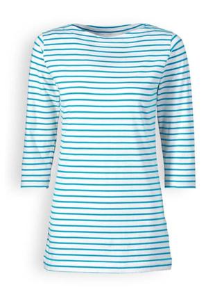 Рубашка в полоску бирюзового цвета, рукав 3/4 стрейч clinic dress 46 размер3 фото