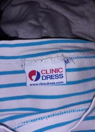 Рубашка в полоску бирюзового цвета, рукав 3/4 стрейч clinic dress 46 размер9 фото