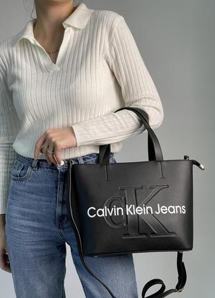 Стильна жіноча сумка шопер calvin klein tote bag black 24 х 14 х 6 см