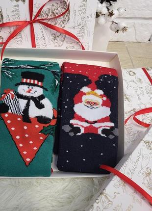Набір теплих зимових новорічних жіночих шкарпеток символ року - дракон. шкарпетки махрові на подарунок у коробці