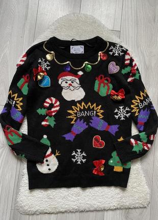 Свитер новогодний вязаная кофта с колокольчиками