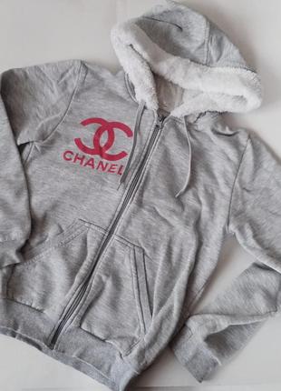 Кофта, соп худи для девочки спортивные, очень теплая, зимняя