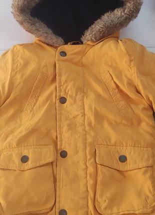 Куртка зима парка желтая горчица 12-182 фото