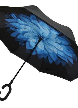 Зонт наоборот up-brella цветок синий5 фото
