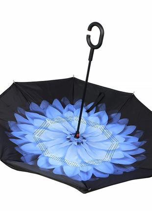 Зонт наоборот up-brella цветок синий2 фото