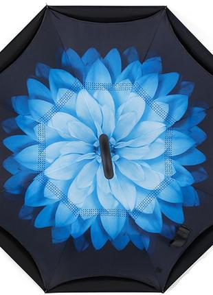 Зонт наоборот up-brella цветок синий4 фото
