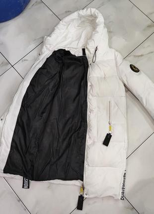 Женское теплое стильное белое зимнее пальто пуховик куртка xs-s 40-426 фото