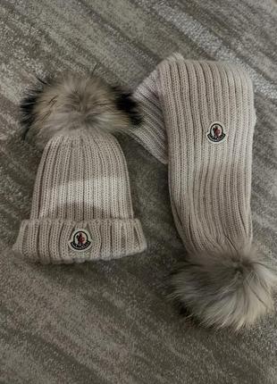 Набір шапка шарф moncler для дівчинки