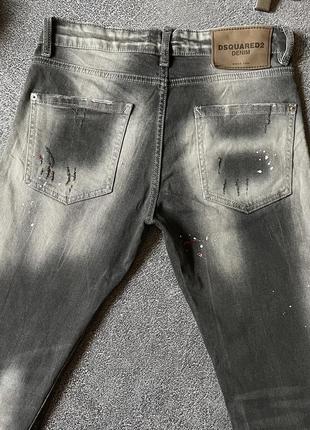 Мужские светлые серые рваные с потертостями зауженные slim fit итальянские джинсы dsquared2 оригинал made in italy9 фото