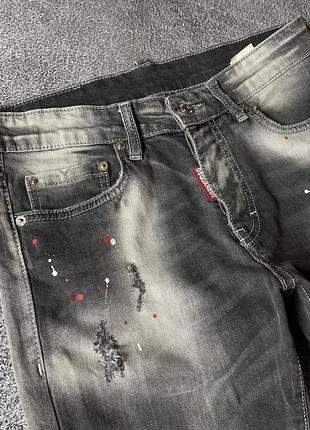 Мужские светлые серые рваные с потертостями зауженные slim fit итальянские джинсы dsquared2 оригинал made in italy5 фото