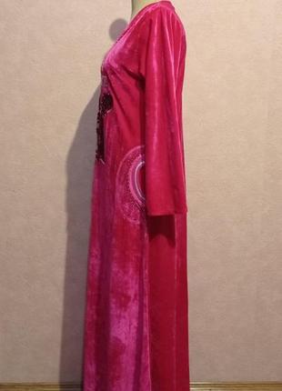 Яркое розовое велюровое платье в пол, h. ali miss rania.3 фото