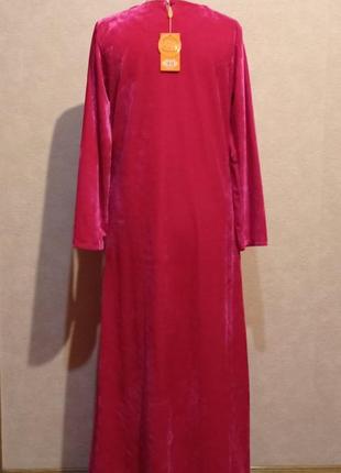 Яркое розовое велюровое платье в пол, h. ali miss rania.4 фото