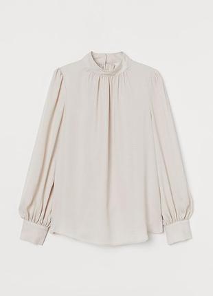 Широкая кремовая блузка h&m с длинными рукавами, l/xl