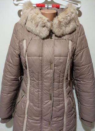 Отличное теплое синтепоновое пальто с капюшоном2 фото