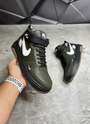 Зимние мужские ботинки nike black green мех) 40-41-43-44-454 фото