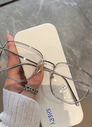Прозорі іміджеві окуляри антиблікові білі2 фото