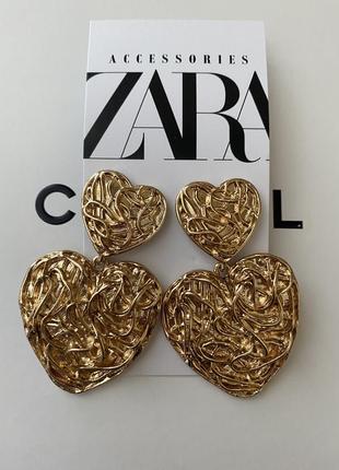 Серьги серьги оригинал zara сердечки