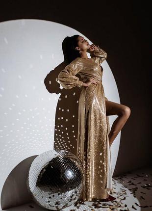 Сукня довга трикотаж люрекс-диско1 фото