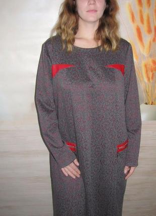 Платье из принтованной ткани с кожаными вставками2 фото