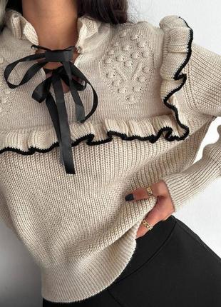 Нарядні светри з рюшами, які прикрасять будь який твій образ♥️кофта рюша оборки бант ажурний святковий під zara талія в’язка декор