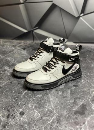 Зимние мужские ботинки nike white black grey (мех) 42-43-44-45