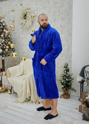 Махровий халат чоловічий велсофт м'який теплий