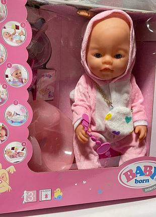 Пупс функциональный bl027f 8 функций, кнопка пупок, магнитная соска, памперс, горшок, бутылочка