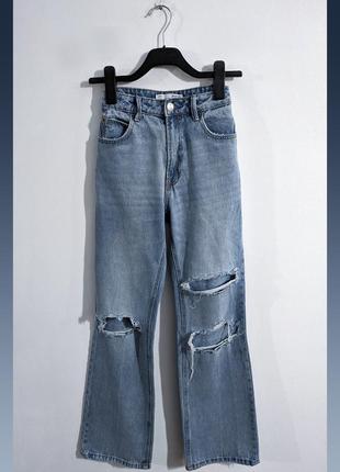 Джинси широкі з високою посадкою stradivarius denim jeans