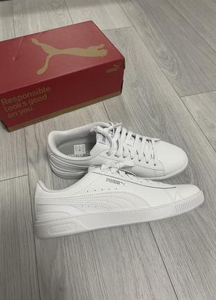 Белые кожаные кеды puma women's vikky v3 leather sneakers4 фото