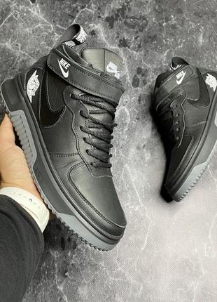 Зимние мужские ботинки nike black grey (мех) 40-41-42-43-44-454 фото