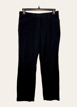 Черные прямые фланелевые брюки1 фото