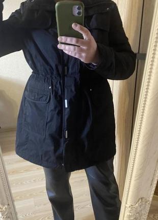 Стильная модная удлинённая чёрная куртка 50-52 р осень- весна6 фото