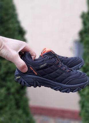 Outdoor черные с оранжевым кроссовки женские термо теплые осенние зимние евро зима водонепроницаемые отменное качество ботинки сапоги низкие теплые