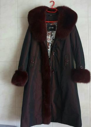 Длинное пальто, куртка с мехом8 фото