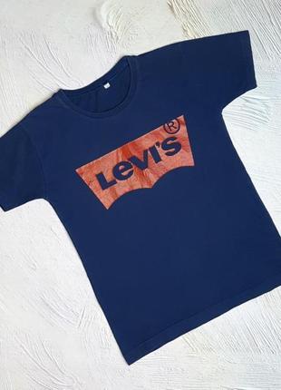 Синя базова футболка з написом levis на хлопчика 7 - 8 років