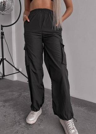 Жіночі спортивні штани карго 10395/0013 джогери вільного крою плащівка (42-44; 44-46 розмір)