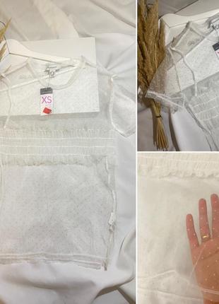 Красивая прозрачная белая кофточка белая блуза прозрачная блуза белая блуза в горох
