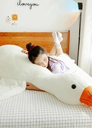 Гусак 190 см величезний м'яка іграшка плюш подушка величезний білий пухнастий обіймається