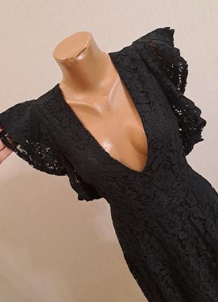 Черное вечернее кружевное платье3 фото
