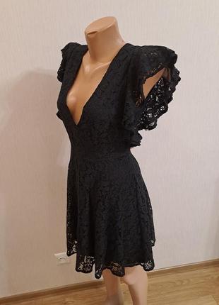 Черное вечернее кружевное платье4 фото